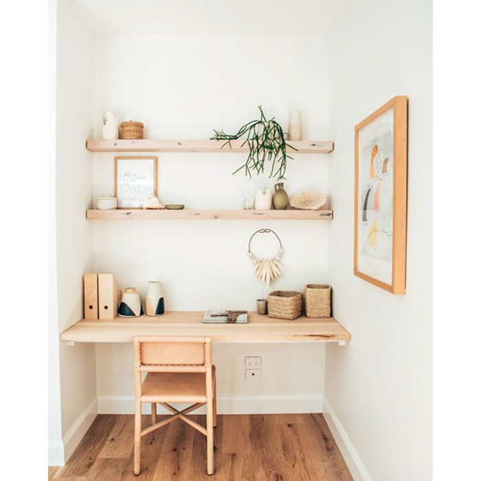 Pack 3 étagères flottantes en bois massif ton naturel en différentes tailles