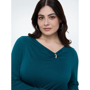 Fiorella Rubino - Camiseta de jersey con detalle joya - Petrol Blue