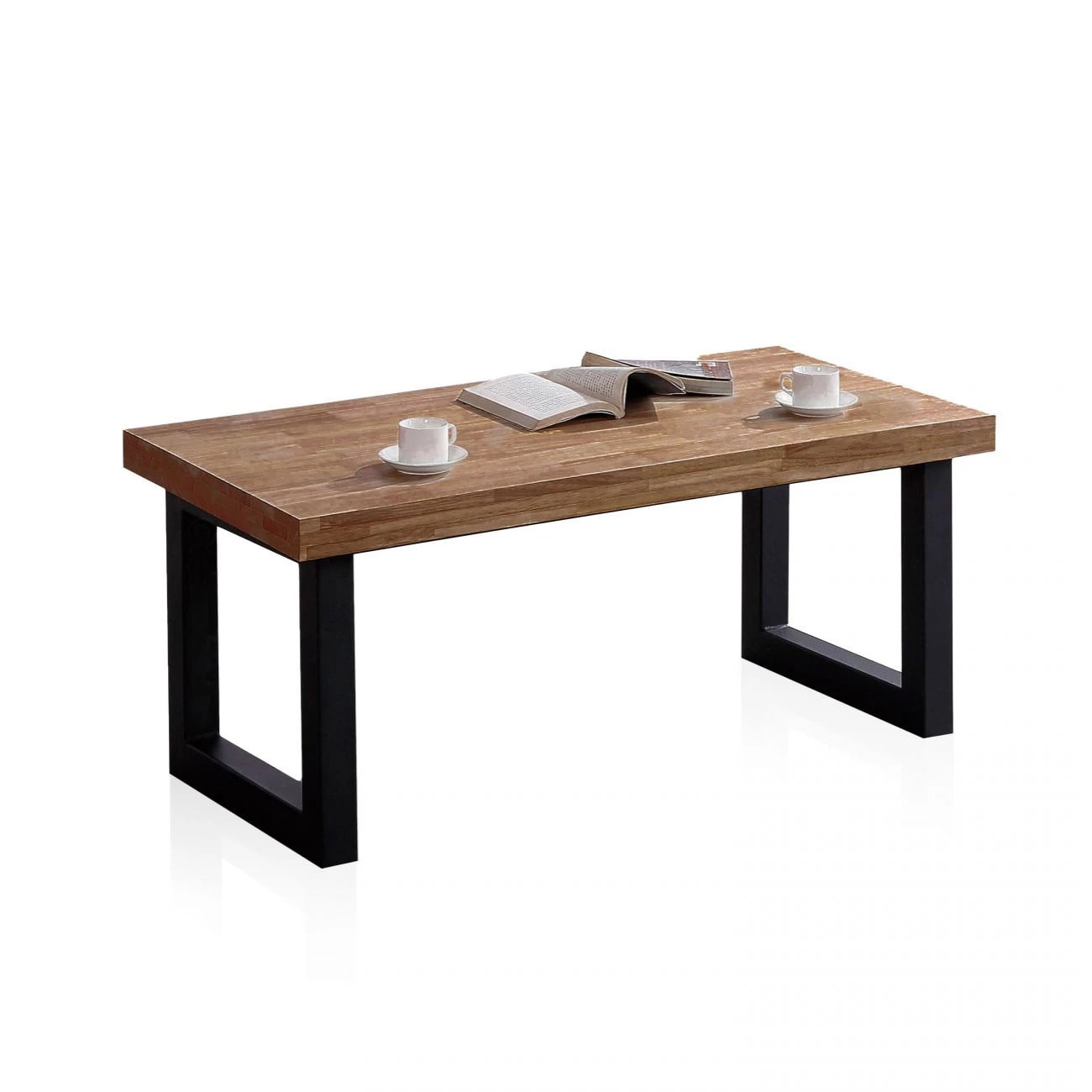 Mesa de centro elevable con almacenaje oculto en roble boreal y negro 120x47,5-62 cm Loft Roble boreal – Negro