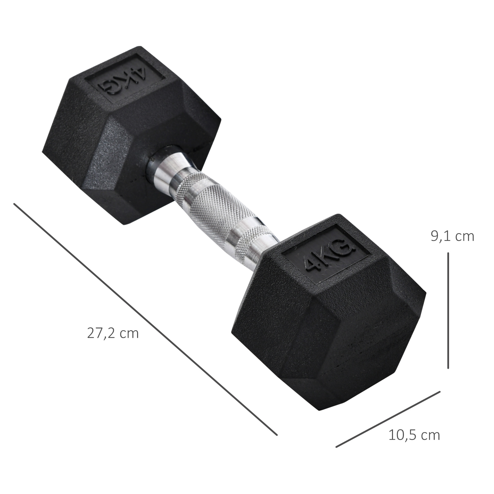 Juego de Mancuernas de 4kg con Barra de Conexión Metálica y Cabeza Hexagonal Juego de Pesas 8kg Total para Entrenamiento en Casa Gimnasio Oficina Negro y Plata