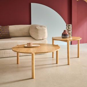 Tables gigognes rondes décor bois. piètement bois d'hévéa naturel - Harmony