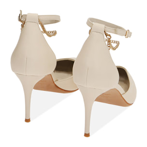 Zapatos de salón color crema, tacón de 8 cm