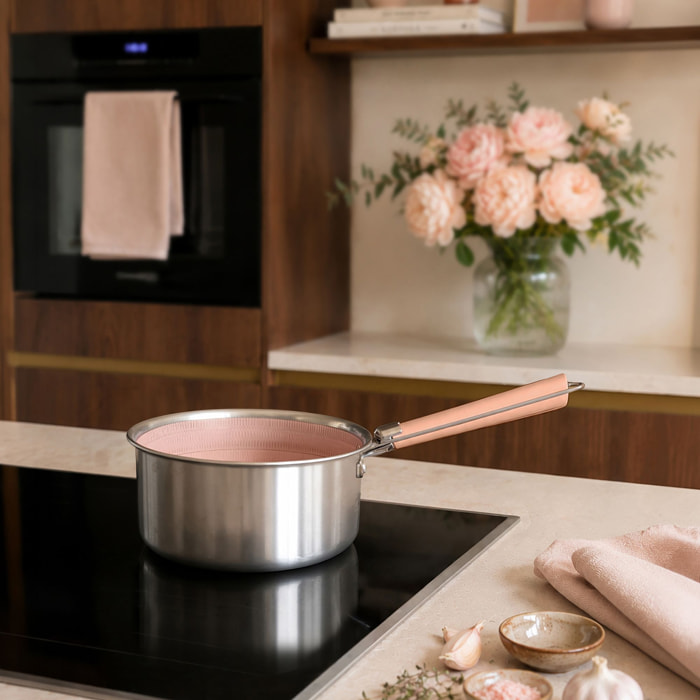 Casserole 18cm en acier inoxydable rose AGLAE