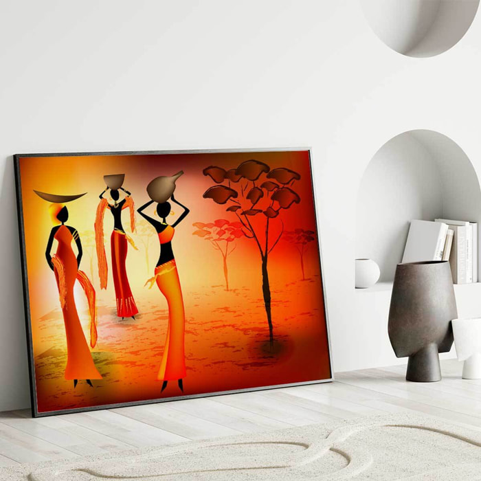 Affiche encadrée femmes africaines art Affiche + cadre en métal - Noir