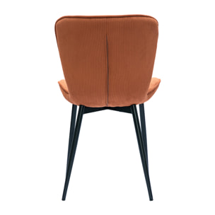 Chaises design en tissu velours côtelé terre brûlée et métal noir (lot de 2) ADDICT