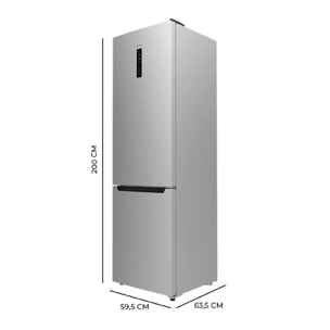 Frigorífico Combi 2 Puertas Bolero CoolMarket Combi 356 Inox D. 356 L, Altura 20