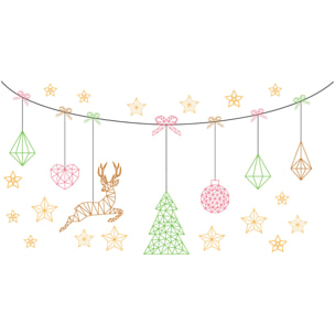 Sticker Noël guirlande de noël origami - Autocollants stickers adhésifs noël - décoration fêtes