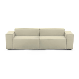 Divano fisso Simona, Divano componibile a 3 posti lineare, 100% Made in Italy, Sofà moderno da soggiorno in tessuto, Cm 260x95h70, Beige