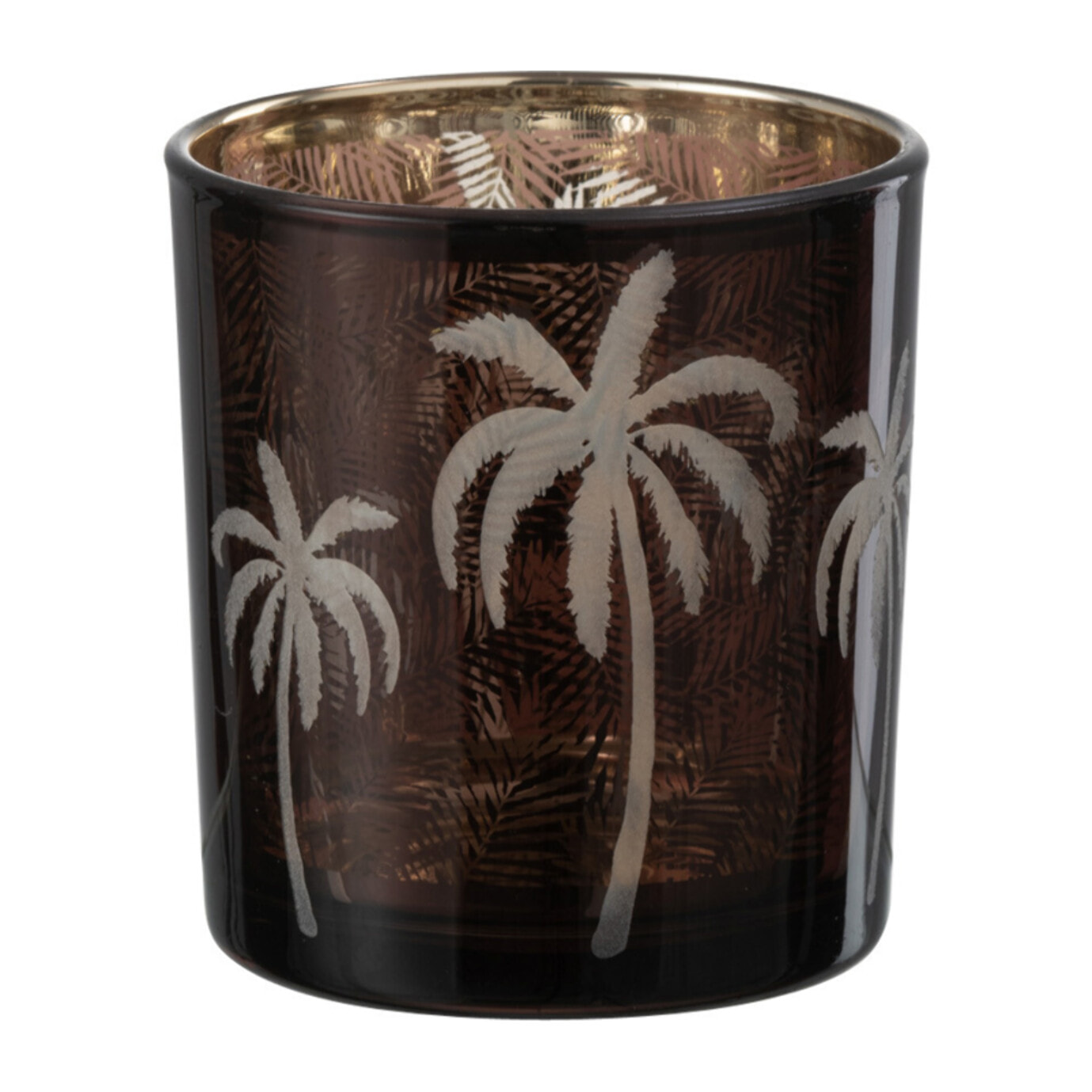 J-Line photophore Feuilles De Palmier - verre - marron - small - 6 pcs