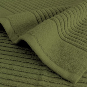 Drap de douche pur coton 575 g/m² uni vert Vitae mousse