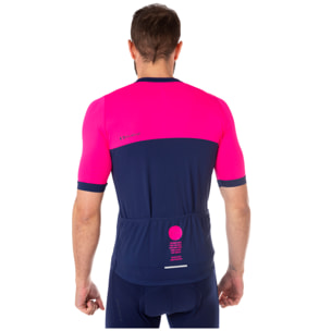 Camiseta ciclista hombre manga corta color rosa y azul