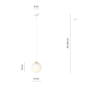 Lampada a sospensione Royal in acciaio bianco opaco e oro
