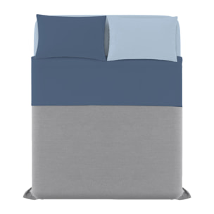 COMPLETO LETTO NATURAL COLOUR MADE IN ITALY COTONE-AVIO/AZZURRO MATRIMONIALE