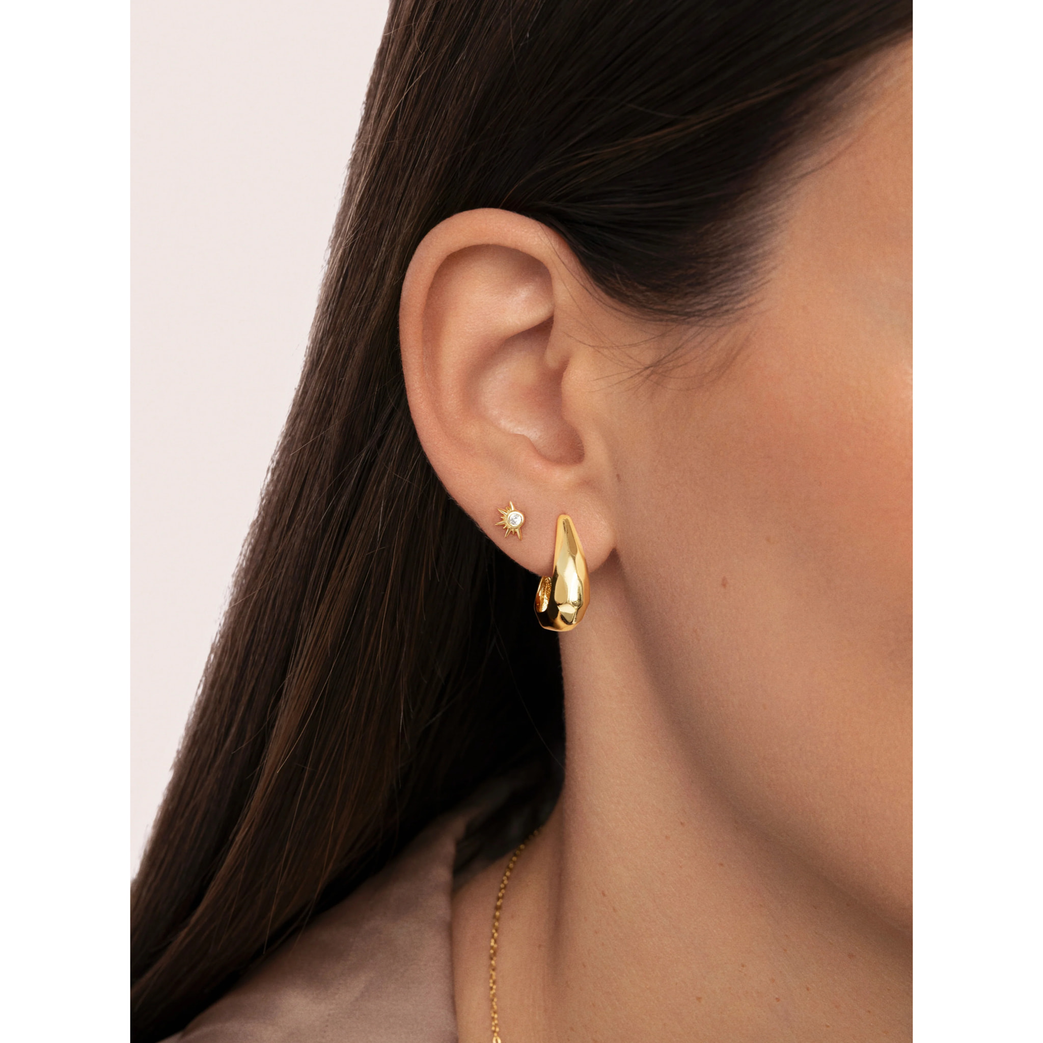 Pendiente Suelto Solar Plata Baño Oro