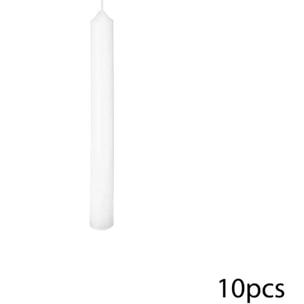 Lot de 10 bougies bâtons "Many" blanc 45g
