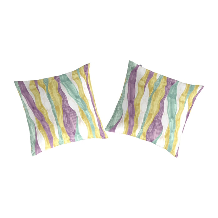 2 Fundas de almohada 100%algodón WAVE A multicolor - 65x65 cm