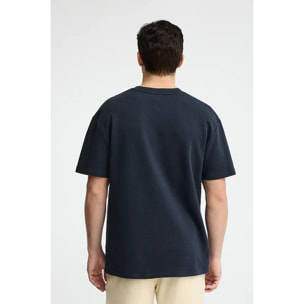 Maglietta blu marino con microstruttura e toppa Polo Club