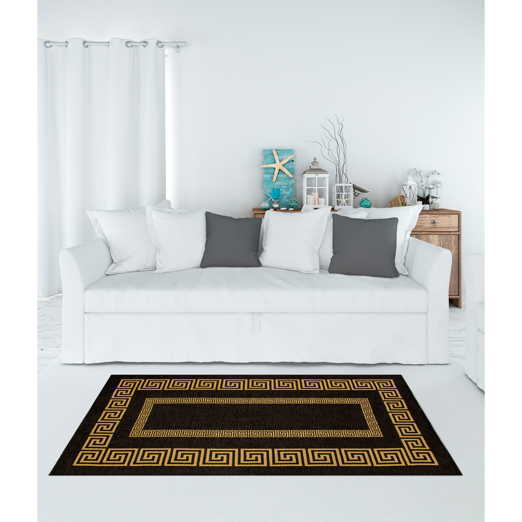 TAPPETO ARREDO ATENE NERO/SENAPE ANTISCIVOLO