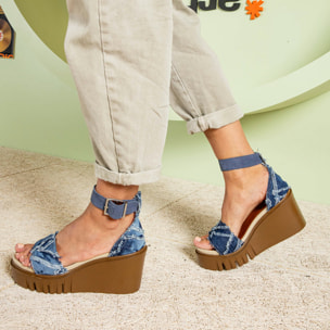 Sandalia de cuña 2085S JEANS OCEAN/ CATANIA color Ocean