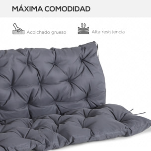 Cojín para Banco de 3 Plazas con Respaldo 150x98x8 cm para Jardín Terraza Gris