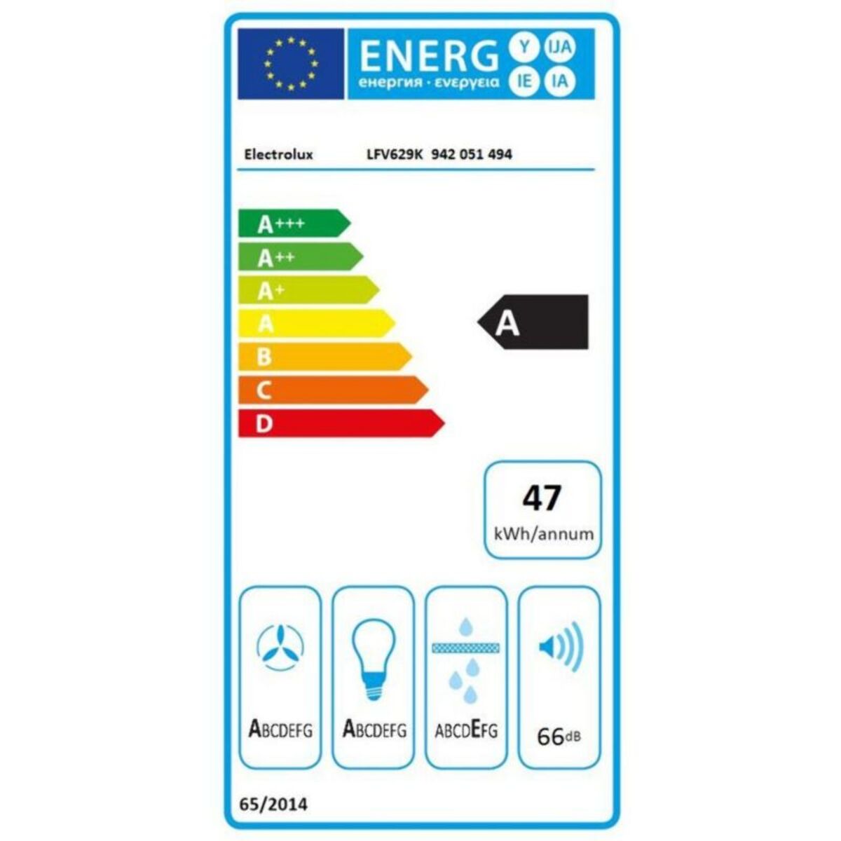Hotte décorative murale ELECTROLUX LFV629K
