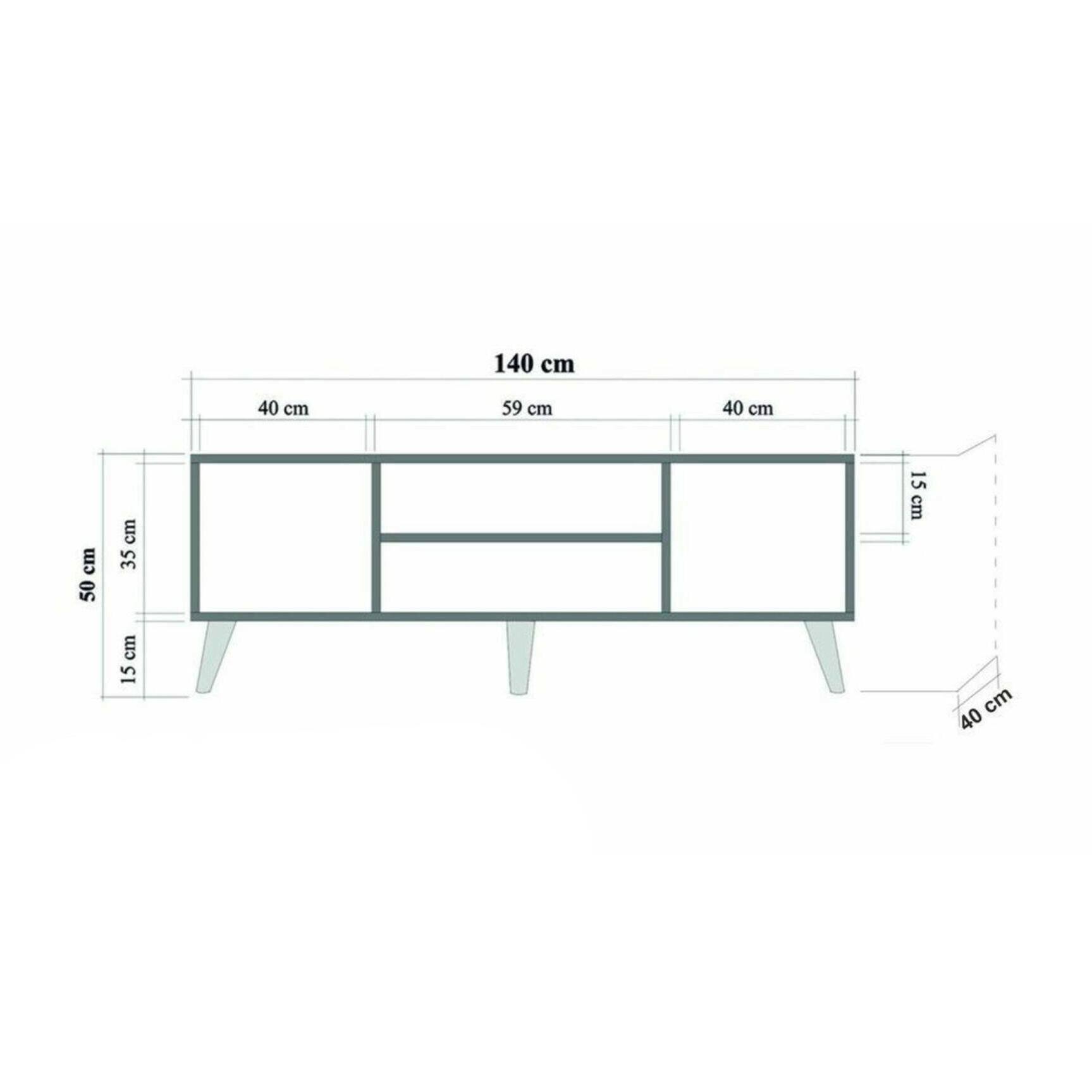 Mobile porta TV Dfantacc, Credenza da soggiorno, Armadio basso per TV, Base parete attrezzata, 140x40h50 cm, Quercia