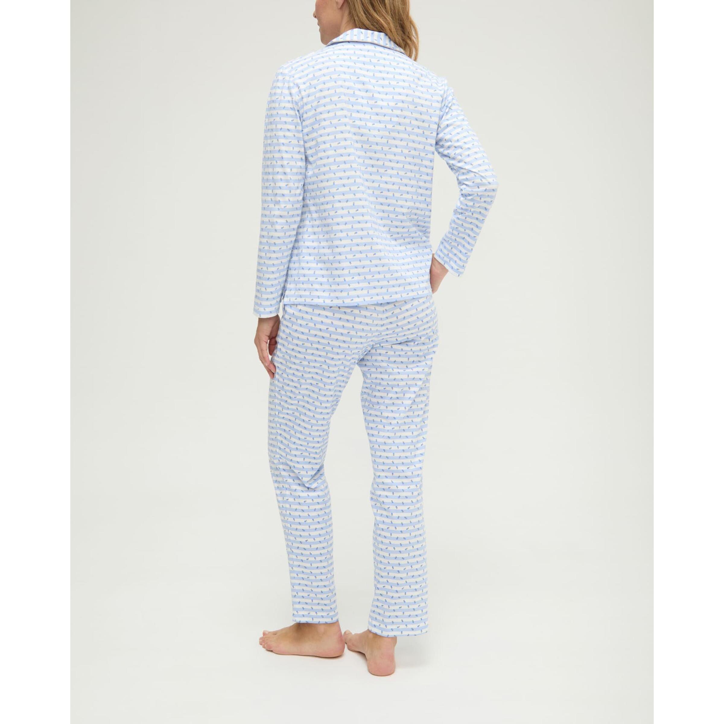 Pijama mujer de rayas y flores abierto