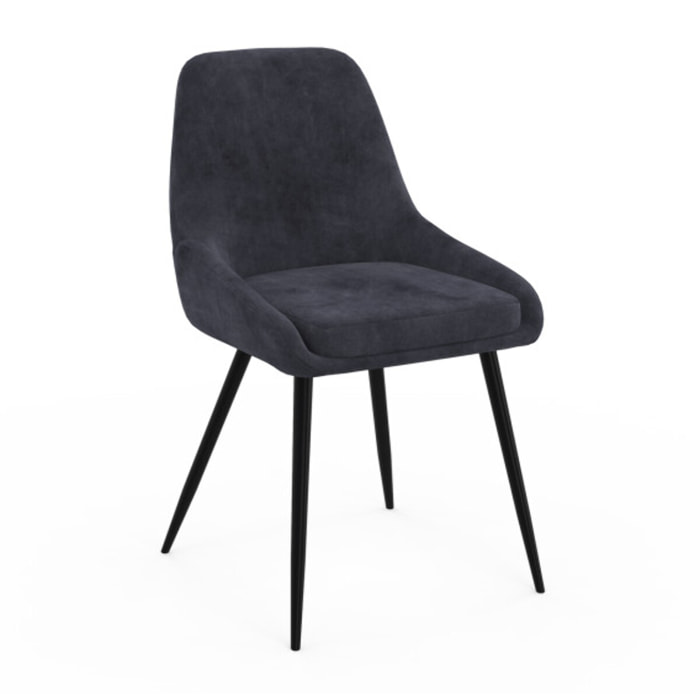 Chaises Olivia en velours et pieds métal - Gris anthracite
