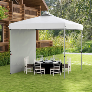 Carpa Plegable 2,5x2,5 m Cenador de Jardín con 1 Pared Lateral Altura Ajustable en 3 Niveles Anti-UV Impermeable y Bolsa de Arena Gazebo para Exterior Camping Fiestas Blanco