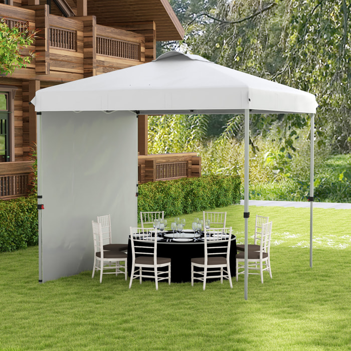 Carpa Plegable 2,5x2,5 m Cenador de Jardín con 1 Pared Lateral Altura Ajustable en 3 Niveles Anti-UV Impermeable y Bolsa de Arena Gazebo para Exterior Camping Fiestas Blanco
