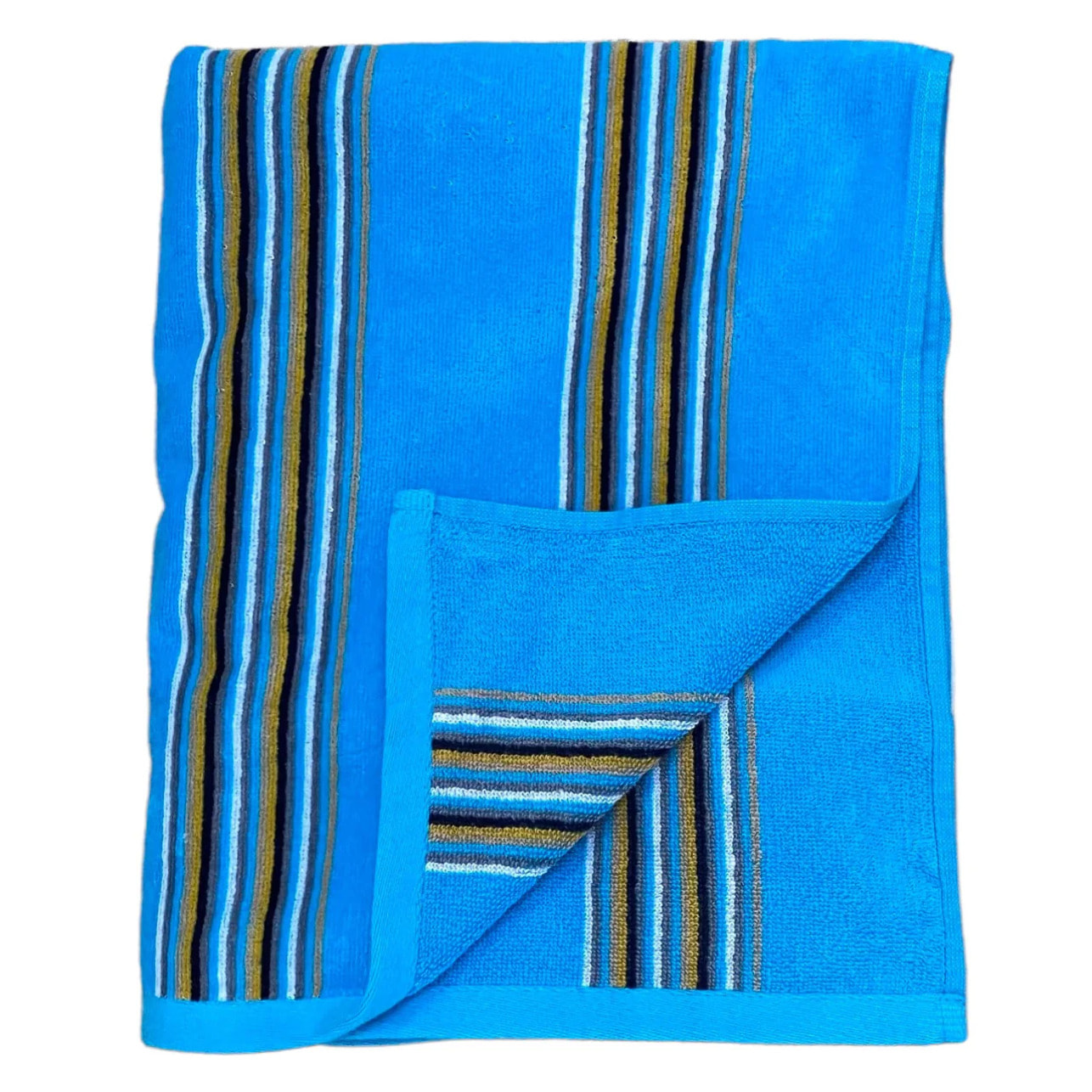 Serviette de bain éponge velours Jacquard Milonga Turquoise 70x140 400g/m²