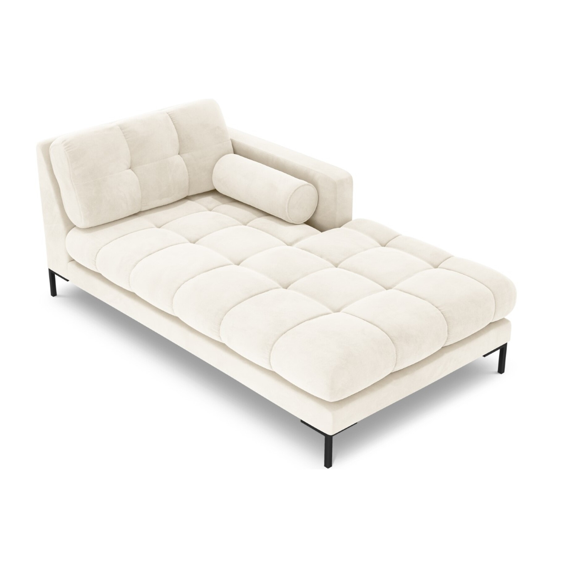 Méridienne droite "Bali" en velours beige clair