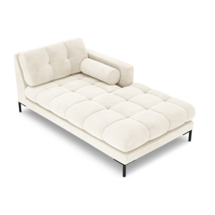Méridienne droite "Bali" en velours beige clair