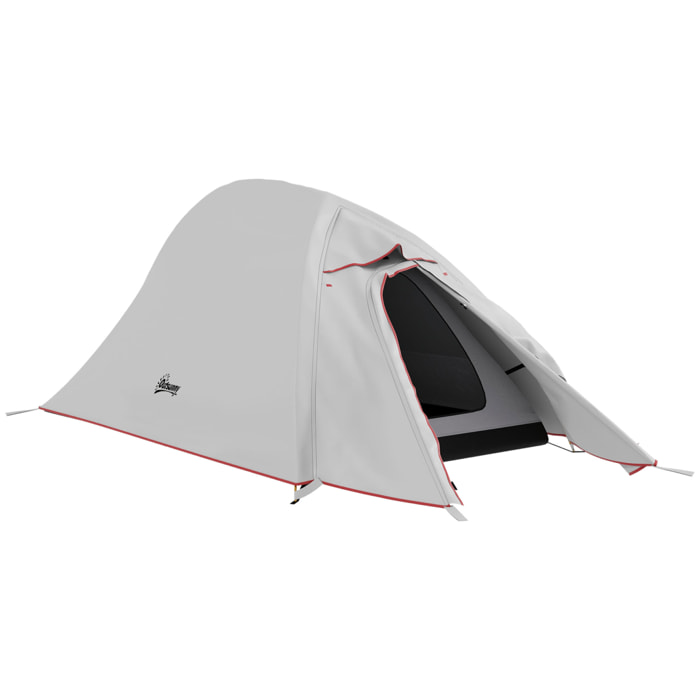 Tente de camping 1-2 pers. double toit étanche 2000 mm sac de transport gris