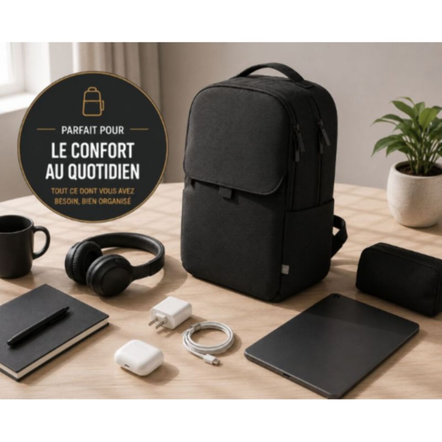 Sac à dos ESSENTIELB 16" Confort quotidien Noir
