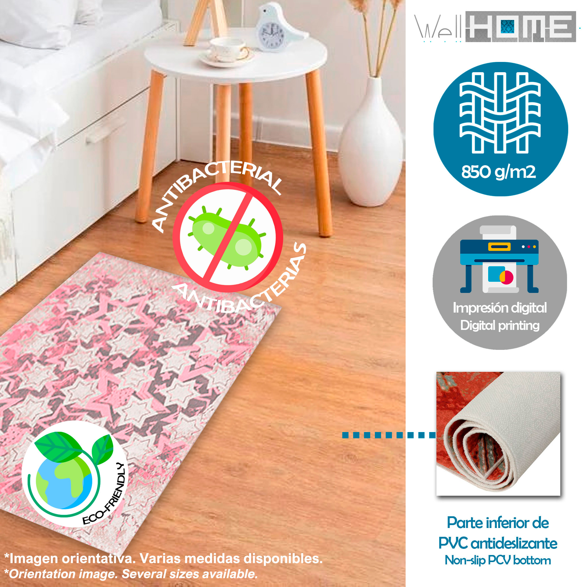 Alfombra de Poliester estampada 100 x 150cm