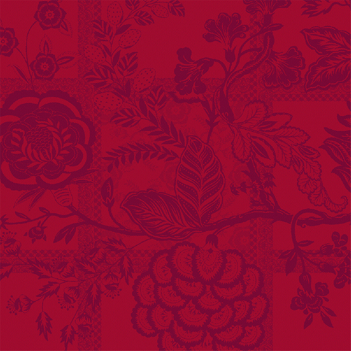 Serviette pur lin motif jacquard rouge Scarlett carmin