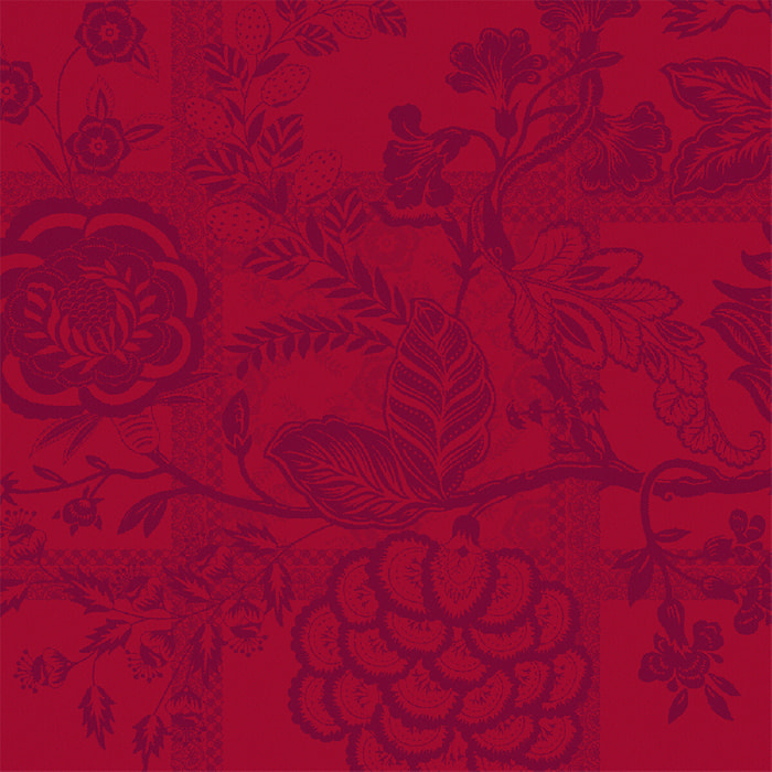 Serviette pur lin motif jacquard rouge Scarlett carmin