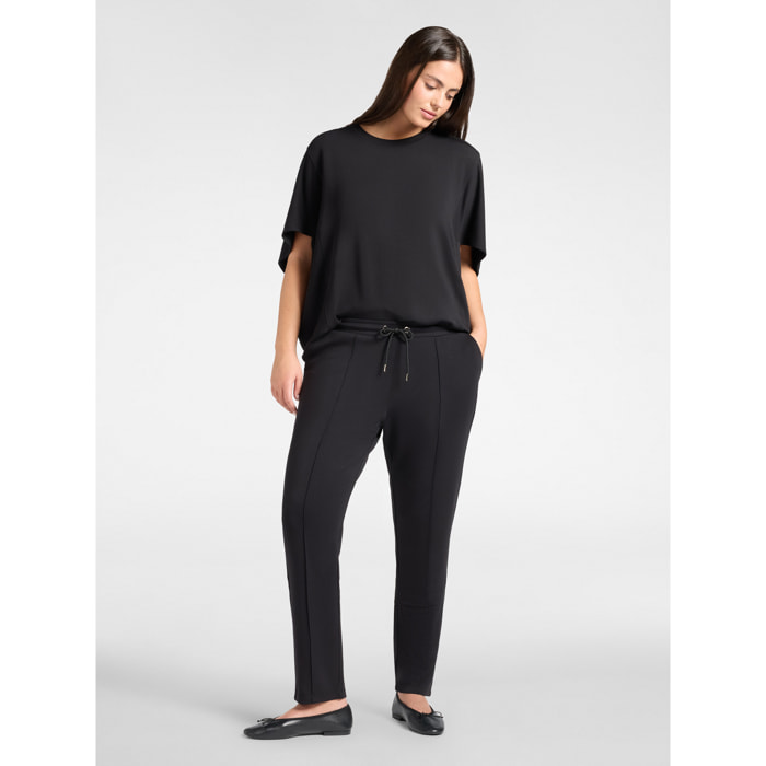 Elena Mirò - Joggers in scuba misto modal con coulisse - Nero