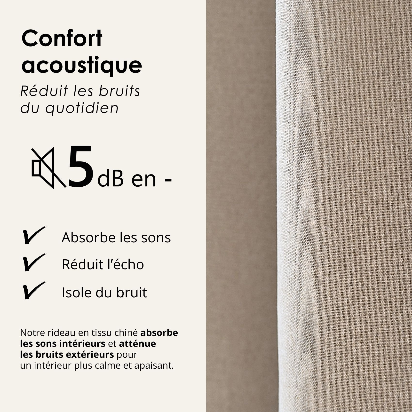 Rideau 100% occultant double face galon fronceur MIDNIGHT - Naturel