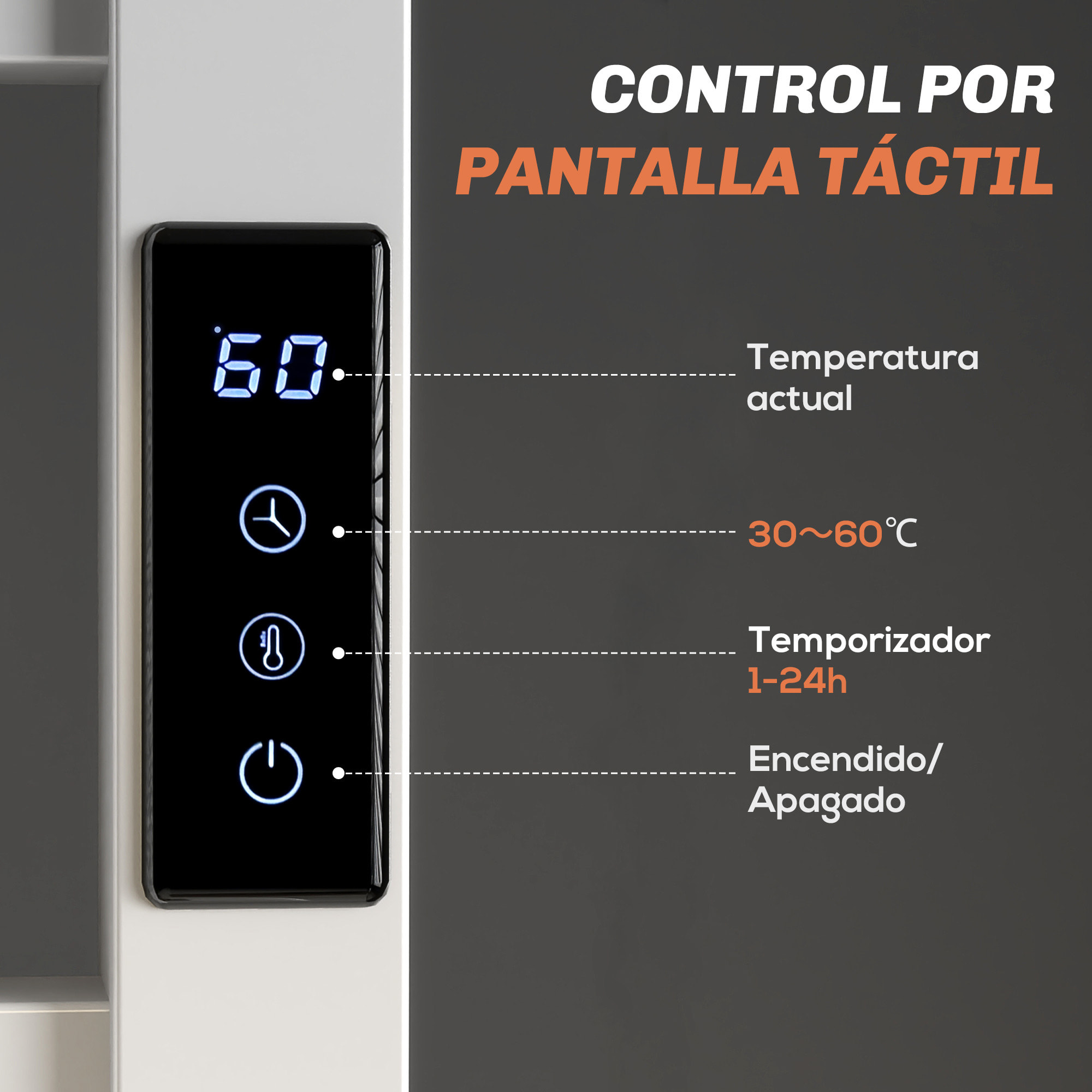 Toallero Eléctrico de Pared 110W Radiador Toallero Eléctrico con Control WIFI Pantalla Táctil Temporizador 10 Barras Temperatura Ajustable Bajo Consumo IPX4 Blanco