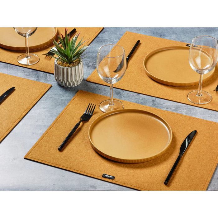 Set de table rectangulaire - 6 pièces - Feutre recyclé marron