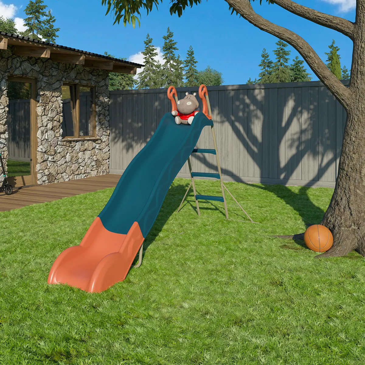 Toboggan LINOU Bleu 2,63 m, 3-12 ans