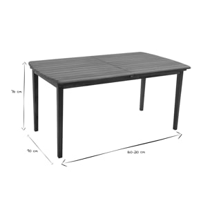 Table de jardin extensible rectangulaire en bois massif L160-210 cm CANOPEE