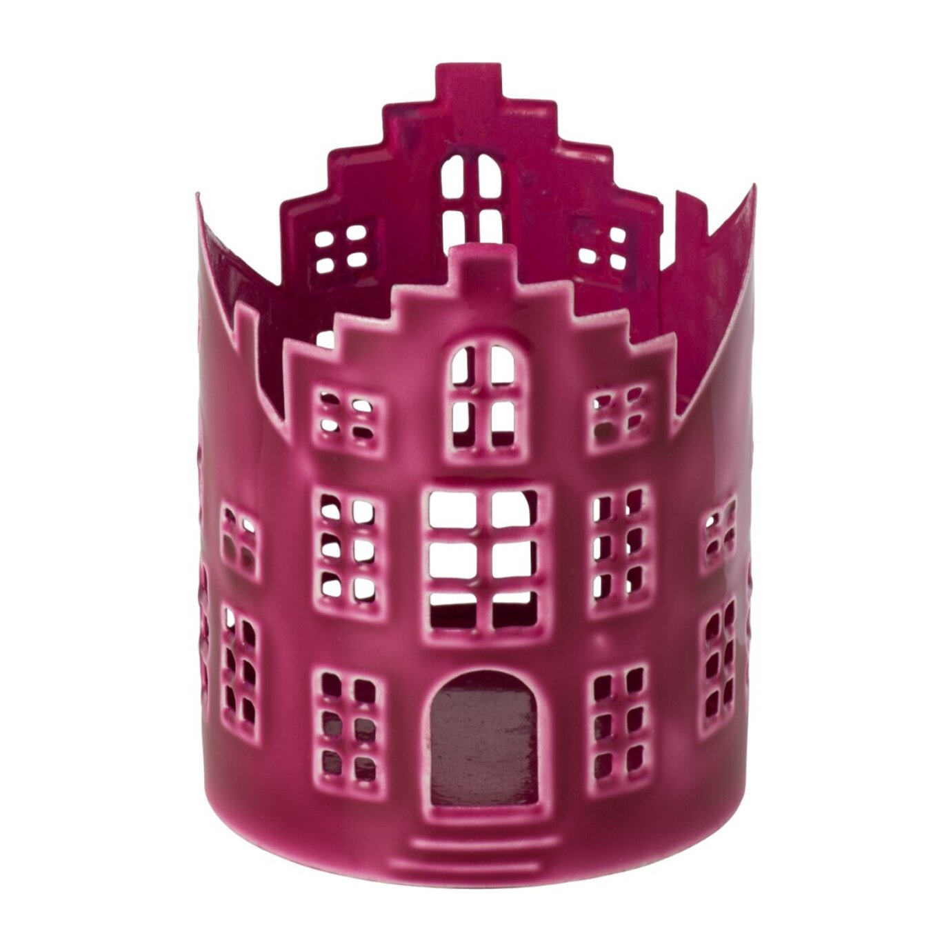 J-Line lanterne maison - fer - fuchsia - set de 2