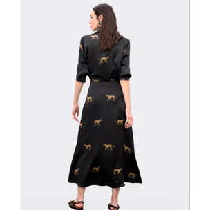 gonna in raso stampa leopardata