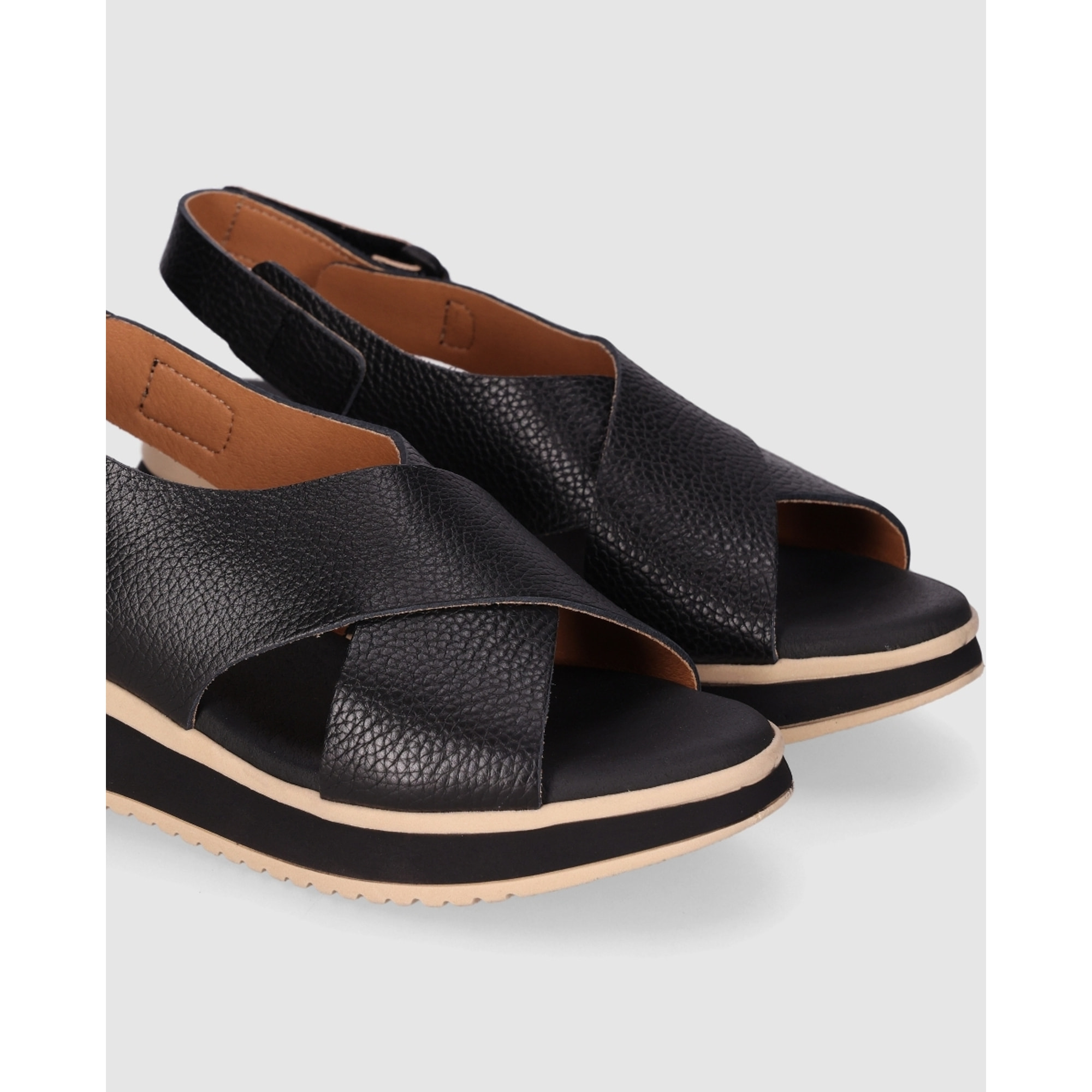 Sandalias de Piel - Negro - Tacón: 4 cm