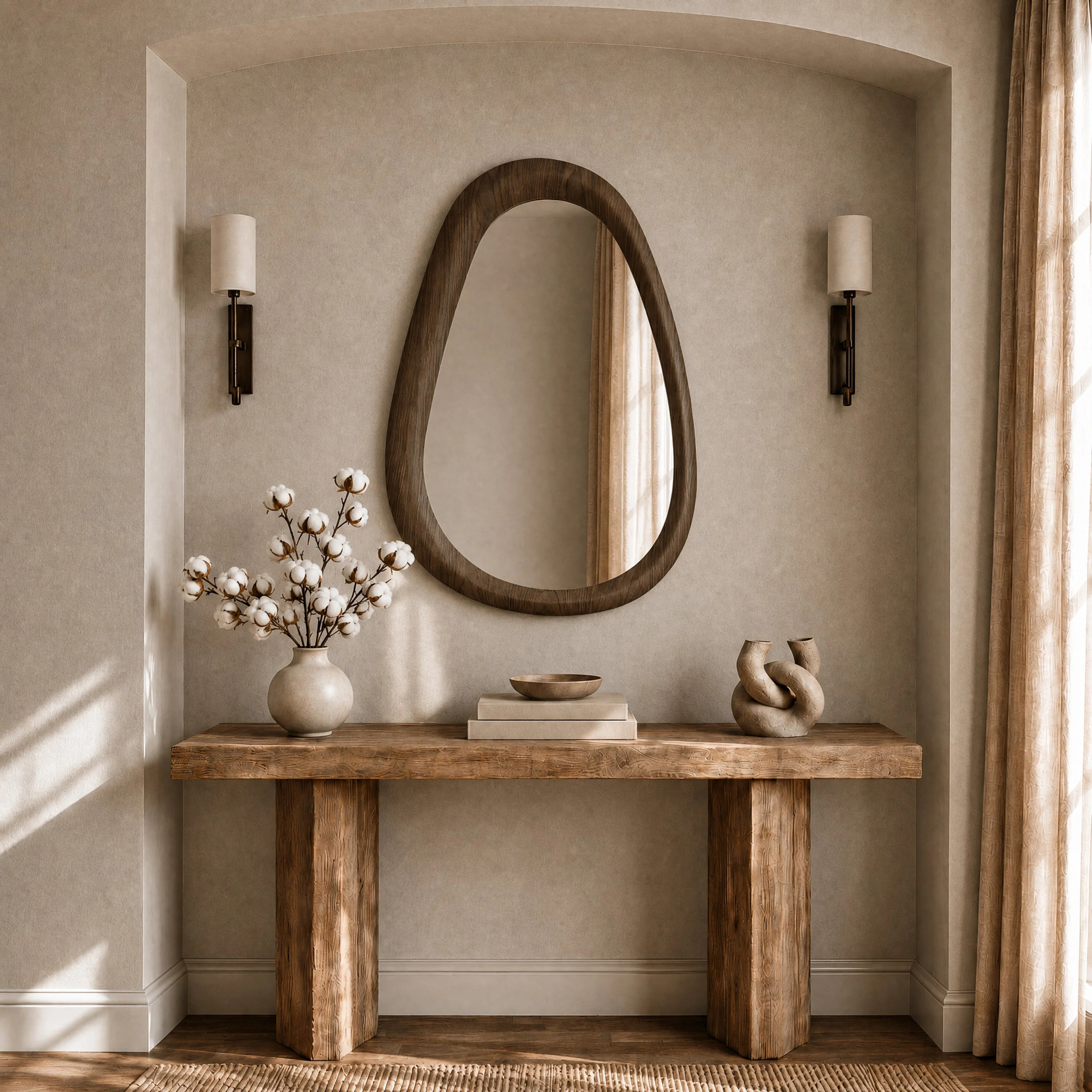 Miroir ovale en placage noyer, 80 x 120 cm - Yoko
