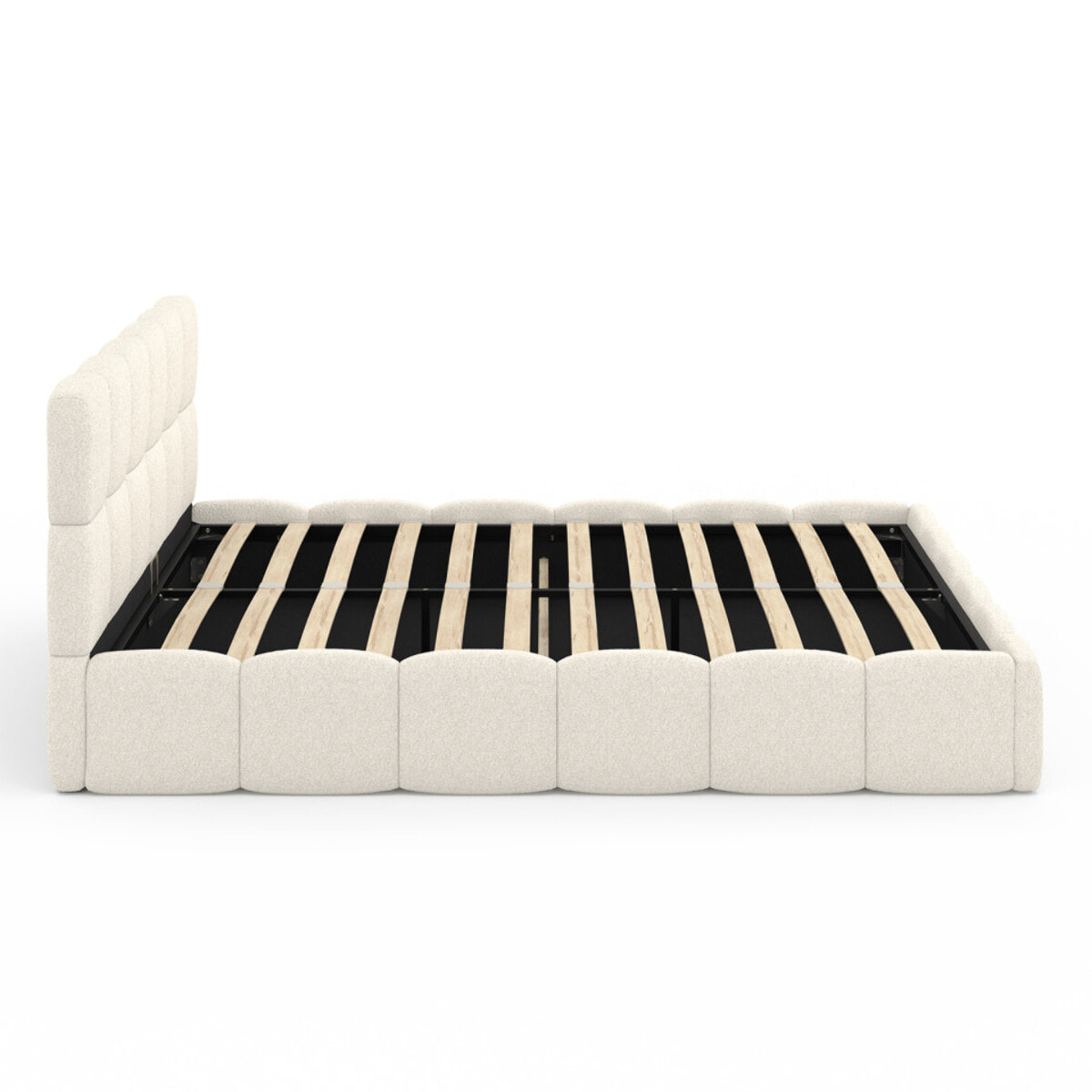 Lit coffre Bubble 160x200cm tissu bouclette