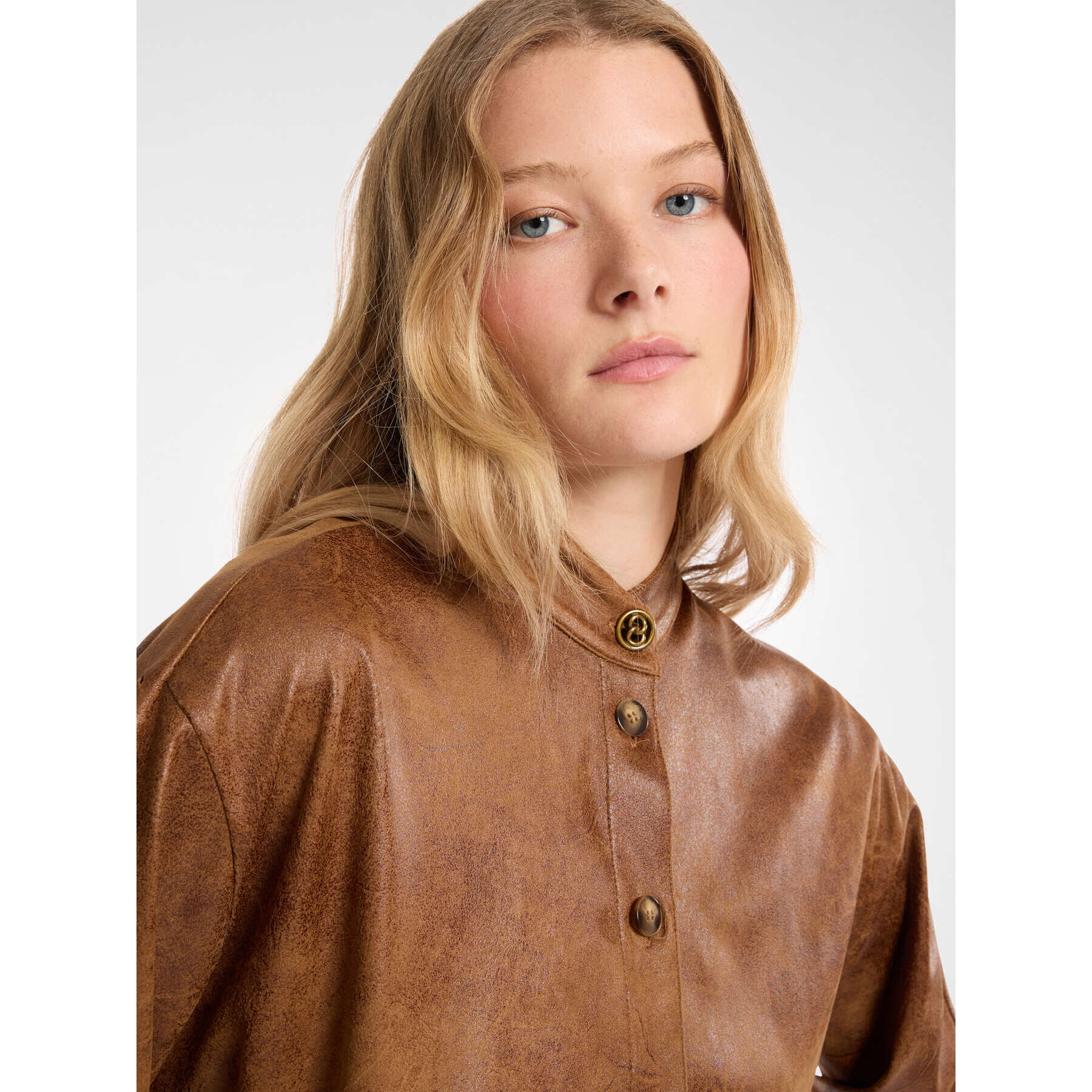 Elena Mirò - Camicia in tessuto effetto vintage - Marrone